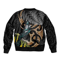 Aotearoa Kowhai Tui Bird Bomber Jacket Maori Ngaru With Silver Fern LT14 - Polynesian Pride