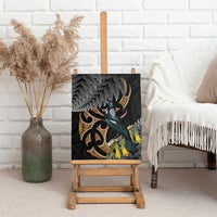 Aotearoa Kowhai Tui Bird Canvas Wall Art Maori Ngaru With Silver Fern