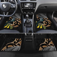 Aotearoa Kowhai Tui Bird Car Mats Maori Ngaru With Silver Fern