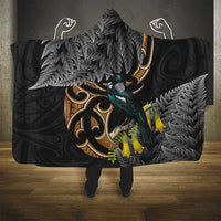 Aotearoa Kowhai Tui Bird Hooded Blanket Maori Ngaru With Silver Fern