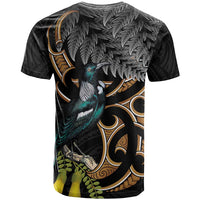 Aotearoa Kowhai Tui Bird T Shirt Maori Ngaru With Silver Fern LT14 - Polynesian Pride