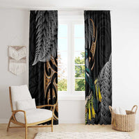 Aotearoa Kowhai Tui Bird Window Curtain Maori Ngaru With Silver Fern LT14 - Polynesian Pride