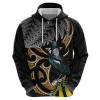 Aotearoa Kowhai Tui Bird Zip Hoodie Maori Ngaru With Silver Fern