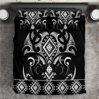 Black Ngaru Taniko With Aotearoa Maori Tattoo Bedding Set