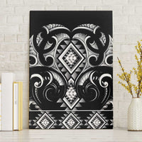 Black Ngaru Taniko With Aotearoa Maori Tattoo Canvas Wall Art