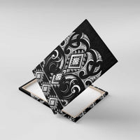 Black Ngaru Taniko With Aotearoa Maori Tattoo Canvas Wall Art