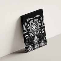 Black Ngaru Taniko With Aotearoa Maori Tattoo Canvas Wall Art