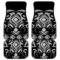 Black Ngaru Taniko With Aotearoa Maori Tattoo Car Mats