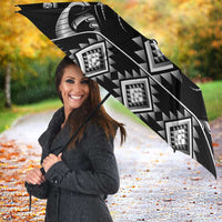 Black Ngaru Taniko With Aotearoa Maori Tattoo Umbrella - Polynesian Pride
