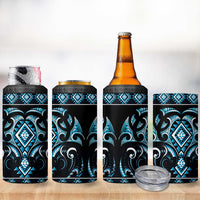 Blue Ngaru Taniko With Aotearoa Maori Tattoo 4 in 1 Can Cooler Tumbler LT14 - Polynesian Pride
