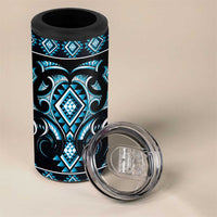 Blue Ngaru Taniko With Aotearoa Maori Tattoo 4 in 1 Can Cooler Tumbler LT14 - Polynesian Pride
