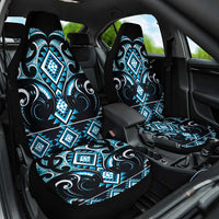 Blue Ngaru Taniko With Aotearoa Maori Tattoo Car Seat Cover
