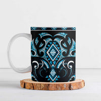 Blue Ngaru Taniko With Aotearoa Maori Tattoo Ceramic Mug - Polynesian Pride
