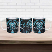 Blue Ngaru Taniko With Aotearoa Maori Tattoo Ceramic Mug - Polynesian Pride