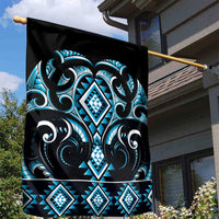 Blue Ngaru Taniko With Aotearoa Maori Tattoo Garden Flag