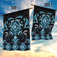 Blue Ngaru Taniko With Aotearoa Maori Tattoo Garden Flag