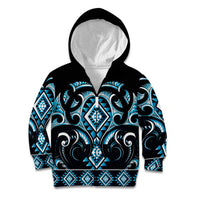 Blue Ngaru Taniko With Aotearoa Maori Tattoo Kid Hoodie