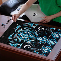 Blue Ngaru Taniko With Aotearoa Maori Tattoo Puzzle - Polynesian Pride