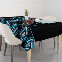 Blue Ngaru Taniko With Aotearoa Maori Tattoo Tablecloth LT14 - Polynesian Pride