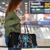 Blue Ngaru Taniko With Aotearoa Maori Tattoo Travel Bag - Polynesian Pride