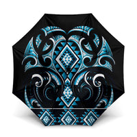 Blue Ngaru Taniko With Aotearoa Maori Tattoo Umbrella - Polynesian Pride