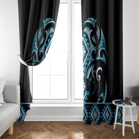 Blue Ngaru Taniko With Aotearoa Maori Tattoo Window Curtain LT14 - Polynesian Pride