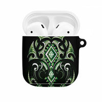 Green Ngaru Taniko With Aotearoa Maori Tattoo AirPods Case - Polynesian Pride