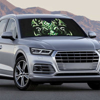 Green Ngaru Taniko With Aotearoa Maori Tattoo Auto Sun Shade - Polynesian Pride