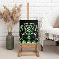 Green Ngaru Taniko With Aotearoa Maori Tattoo Canvas Wall Art