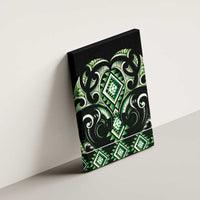 Green Ngaru Taniko With Aotearoa Maori Tattoo Canvas Wall Art