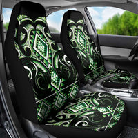 Green Ngaru Taniko With Aotearoa Maori Tattoo Car Seat Cover