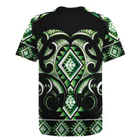 Green Ngaru Taniko With Aotearoa Maori Tattoo Rugby Jersey LT14 - Polynesian Pride