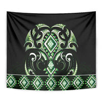 Green Ngaru Taniko With Aotearoa Maori Tattoo Tapestry