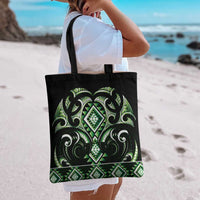 Green Ngaru Taniko With Aotearoa Maori Tattoo Tote Bag - Polynesian Pride