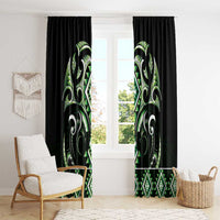 Green Ngaru Taniko With Aotearoa Maori Tattoo Window Curtain LT14 - Polynesian Pride