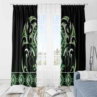 Green Ngaru Taniko With Aotearoa Maori Tattoo Window Curtain LT14 - Polynesian Pride