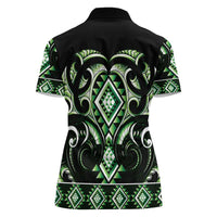Green Ngaru Taniko With Aotearoa Maori Tattoo Women Polo Shirt