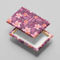 Pink Hawaii Plumeria With Tropical Flowers Motifs Canvas Wall Art