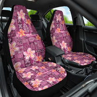 Pink Hawaii Plumeria With Tropical Flowers Motifs Car Seat Cover