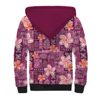 Pink Hawaii Plumeria With Tropical Flowers Motifs Sherpa Hoodie