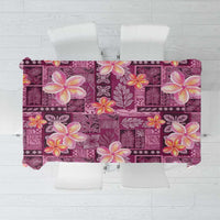 Pink Hawaii Plumeria With Tropical Flowers Motifs Tablecloth