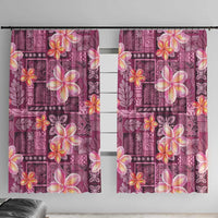 Pink Hawaii Plumeria With Tropical Flowers Motifs Window Curtain
