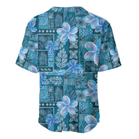 Cyan Hawaii Plumeria With Tropical Flowers Motifs Baseball Jersey