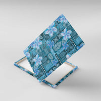 Cyan Hawaii Plumeria With Tropical Flowers Motifs Canvas Wall Art