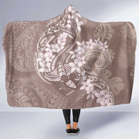 Polynesia Hammerhead Shark Tattoo With Plumeria Lei Hooded Blanket
