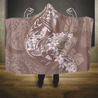 Polynesia Hammerhead Shark Tattoo With Plumeria Lei Hooded Blanket