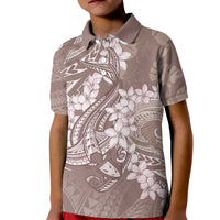 Polynesia Hammerhead Shark Tattoo With Plumeria Lei Kid Polo Shirt LT14 Kid Mocha - Polynesian Pride