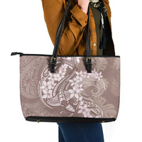 Polynesia Hammerhead Shark Tattoo With Plumeria Lei Leather Tote Bag LT14 - Polynesian Pride