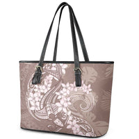 Polynesia Hammerhead Shark Tattoo With Plumeria Lei Leather Tote Bag LT14 - Polynesian Pride