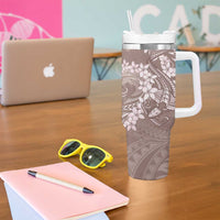 Polynesia Hammerhead Shark Tattoo With Plumeria Lei Tumbler With Handle LT14 - Polynesian Pride